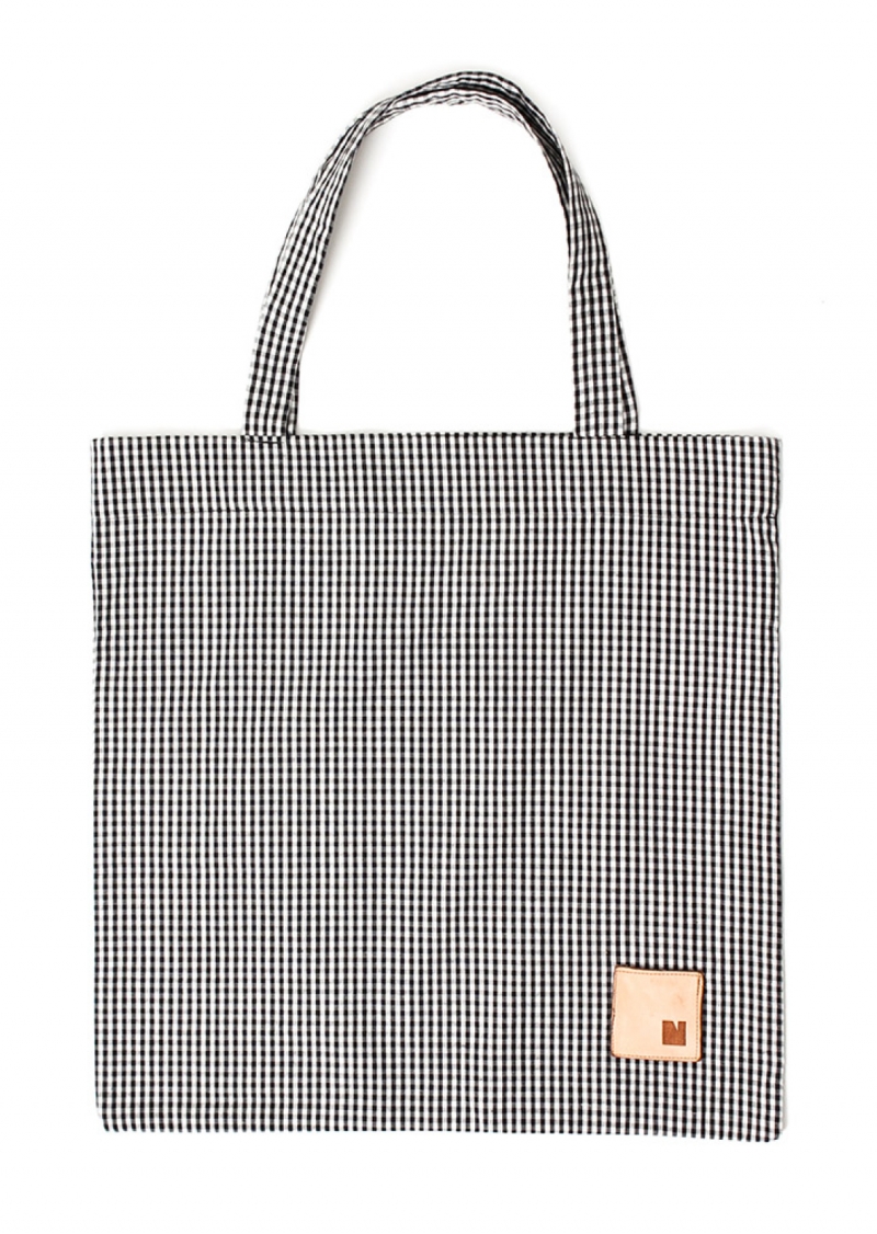 Organic cotton fabric tote bag gingham – Nurmi – Made in Finland